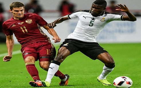 Thomas Partey (No.5) in action for Ghana