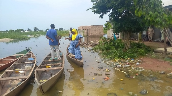 A scene of a flooded area