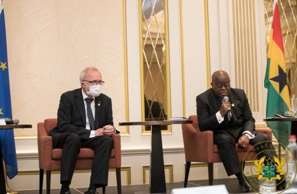 President Akufo-Addo (R) with President of the European Investment Bank, Dr. Werner Hoyer