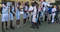 Some dignitaries exchanging pleasantries with the Tema Sharks team ahead of the opening game