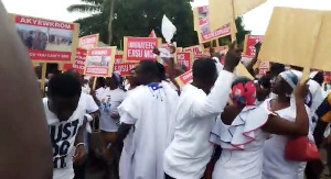 Ejisu NPP members demonstrating against MCE