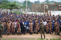 Prison officers and some inmates assembled (file photo)