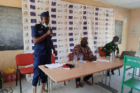 DSP James Ackan, the Nadowli-Kaleo District Police Commander speaks at an event