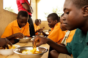 File photo of JHS students benefiting from the School Feeding Programme