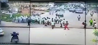 The CCTV footage shows the students converged at the junction leading to their school