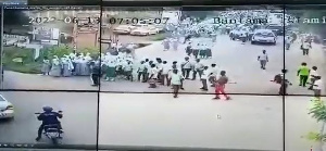 The CCTV footage shows the students converged at the junction leading to their school