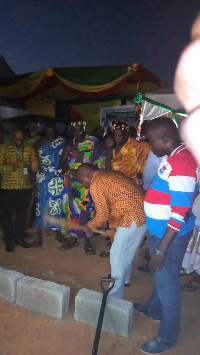 Minister for Health, Mr. Kwaku Agyemang Manu cutting the sod