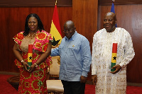 President Akufo-Addo and Evelyn Kumi-Richardson during the swearing-in at the Jubilee House