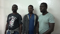 Three Ghanaian stowaways, Akesse Francis Alan (left), Samuel Yalley (middle), Emmanuel Agyei (right)