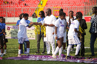 Players of Ampem Darkoa receiving their medals