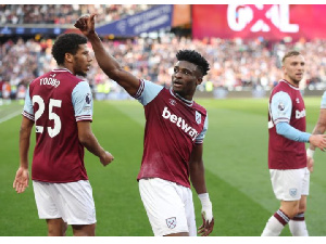 Kudos scored his first goal of the season for West Ham