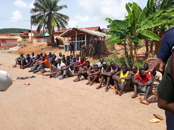 Some of the residents rounded up by the team of Police and military personnel