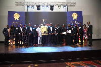 MTN Ghana team in a group picture with the awards won