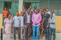 John Dumelo with some students of  Heritage Christian College (HCC)