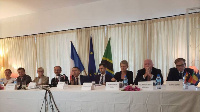 European ambassadors at a press briefing in Tanzania on March 22, 2022