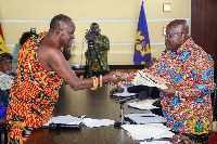 President Akufo-Addo in a pose with Nana Otuo Siriboe II, Chairman of the Council of State