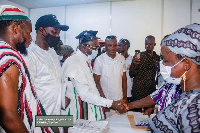 Alhassan Sayibu Suhuyini submitting his documents to the Electoral Commission