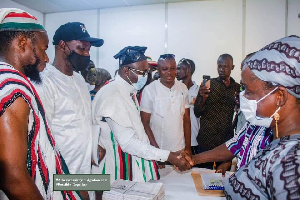 Alhassan Sayibu Suhuyini submitting his documents to the Electoral Commission