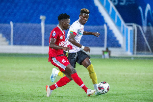 A Kotoko players closed down by an opponent