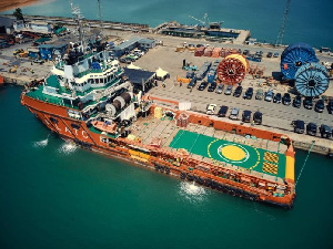 Aerial view of Tullow Ghana's vessel for oil export