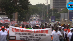 Workers embarked on a procession from Obra Spot to the Black Star Square to mark this year's event