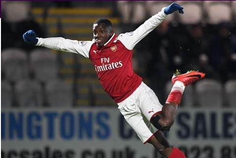 Ghanaian striker Eddie Nketiah plays with Arsenal FC