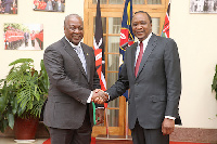 Former President John Dramani Mahama with President Uhuru Kenyatta