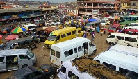 Some trotro vehicles in Accra