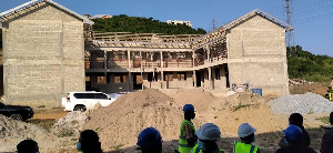 Members of the Committee inspected a new hostel building being constructed