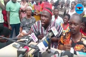 Aggrieved members of the group at a press conference at Diabene Market Square in Takoradi