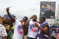 NPP supporters displaying colourful acts at the Accra International Trade Fair site