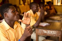 File photo of a student with hearing disability