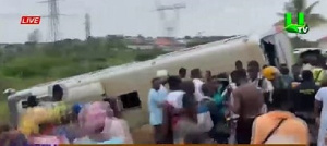 The scene of the road crash at Gomoa Buduatta on the Accra-Cape Coast Road