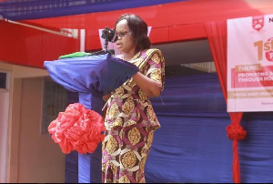 Head Teacher of the school, Emma Opoku addressing the gathering