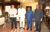 File Photo: From L-R - Former President Rawlings, John A Kufour, President Akufo-Addo and John Maham