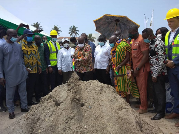 President Akufo-Addo cutting the sod for Elmina Landing Beach site