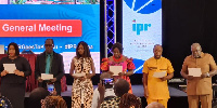 Koku Anyidoho (far right) takes oath of office with other inductees