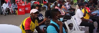 Ghanaian supporters of the Black Stars during the match