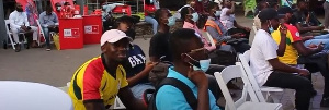 Ghanaian supporters of the Black Stars during the match