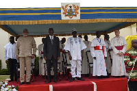 Ex Prez Rawlings with the leaders of the Catholic Bishops at the function