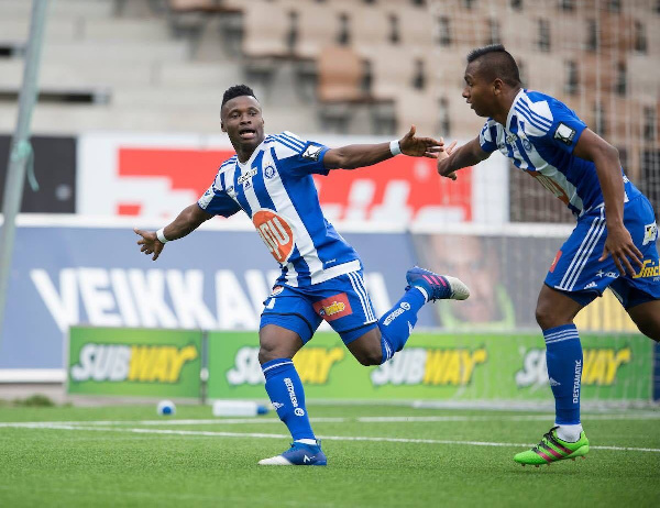 Evans Mensah was on target in the 27th minute to double HJK's lead.