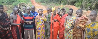 Nana Asare Baffour, Sehwi Bokabo chief (second person from right) addressing the media