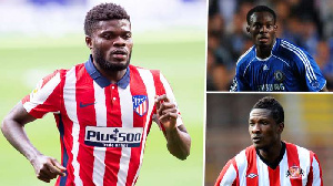 Thomas Parety, Michael Essien and Asamoah Gyan