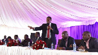 Devolution Cabinet Secretary Eugene Wamalwa speaks during a function