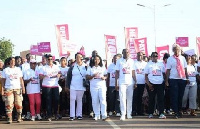 Members of the Ghana Cancer Board hit the streets to create awareness on breast cancer