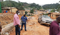 MCE for Nzema East Municipality, Frank Okpenyen inspecting the road project