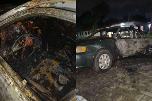 This car was burnt to ashes after the clashes