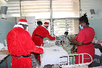 Some patients at Korle Bu being presented with gifts