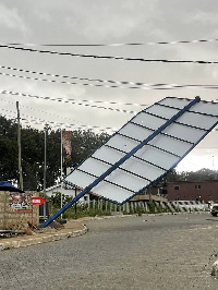 Billboard hanging over ECG cables