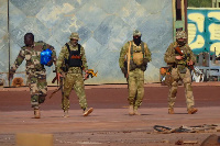 Three Russian mercenaries with Wagner Group in northern Mali in undated photo from French military